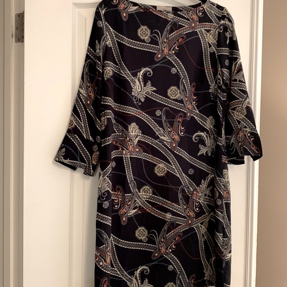H&M navy dress with print; women’s size 10. - Picture 1 of 9